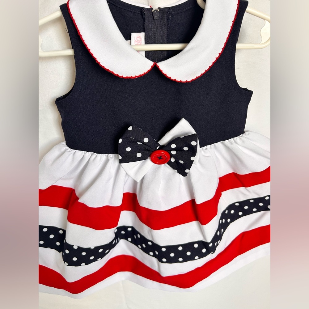 2 Pc Toddlers Red White Blue Dress W/Bloomers Patriotic Celebration July 4th